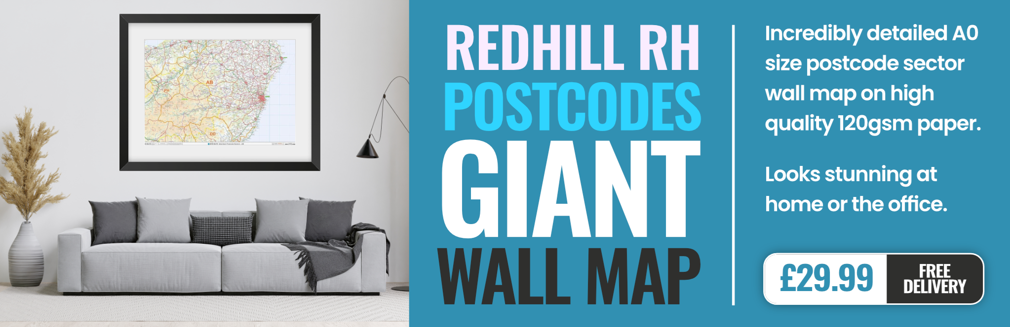 RH Postcode Wall Map