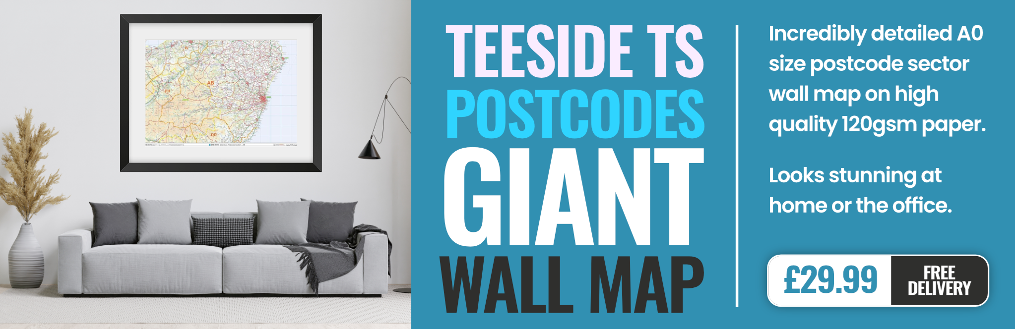 TS Postcode Wall Map