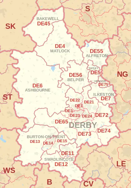 Derby Postcode Map