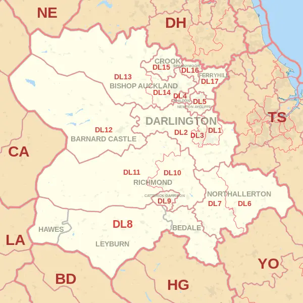 Darlington Postcode Map