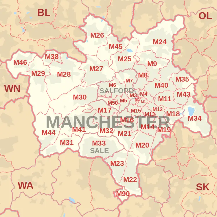 Manchester Postcode Map