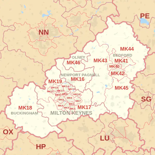 Milton Keynes Postcode Map