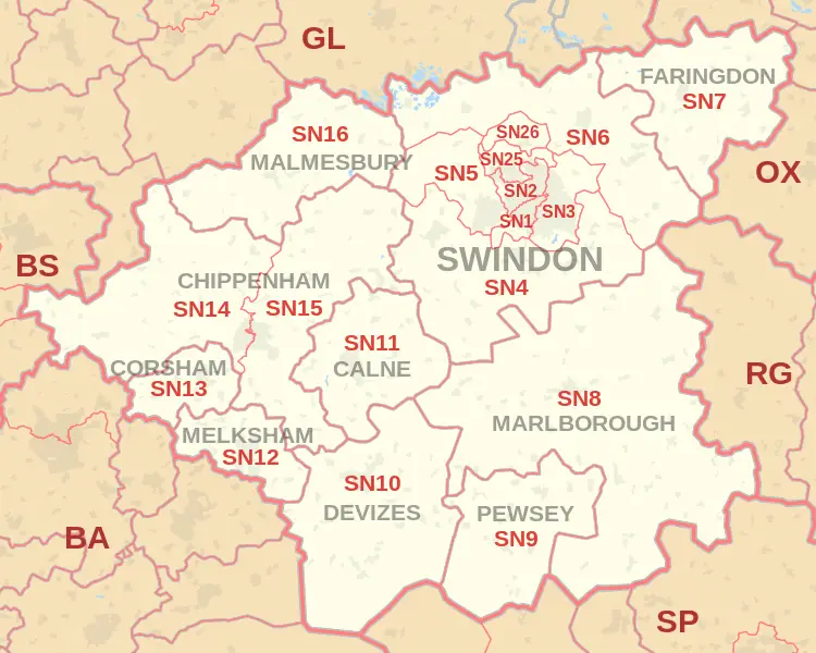 Swindon Postcode Map