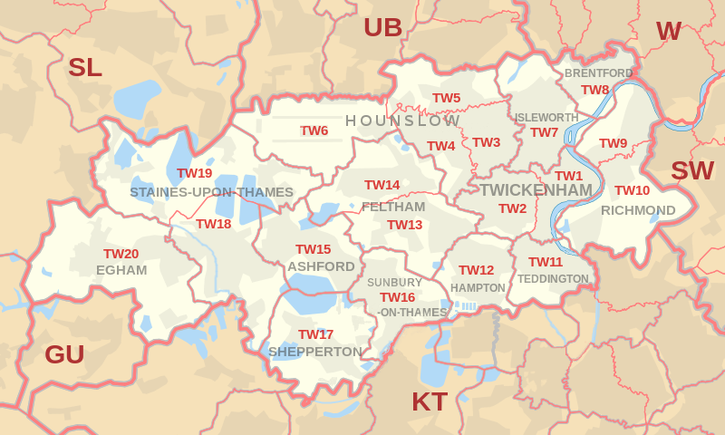 Twickenham Postcode Map