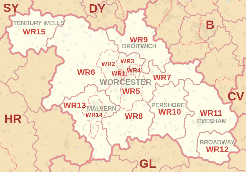Worcester Postcode Map