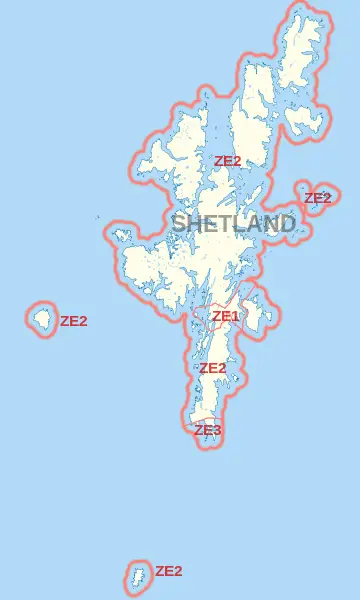 Shetland Isles Postcode Map